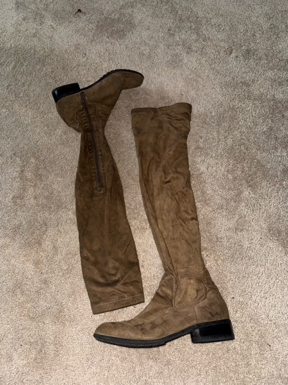 Over-the-Knee Suede Riding Boots - Brown